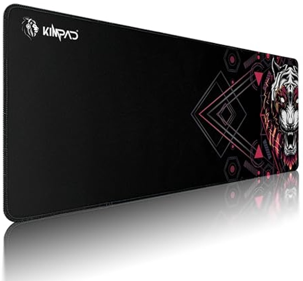 Grote Gaming Mouse Pad XL - Tiger Wit/Rood, 80 x 30 x 3 mm, Natuurlijk Rubber, Waterdicht, Sterke Randen, Precisie & Controle voor PC en Laptop