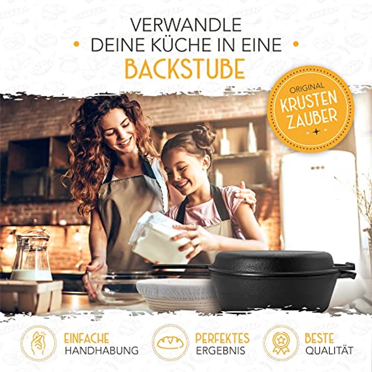 Gietijzeren Broodpan 26cm met Deksel en Rijsmand - Ideale Pan voor Brood Bakken