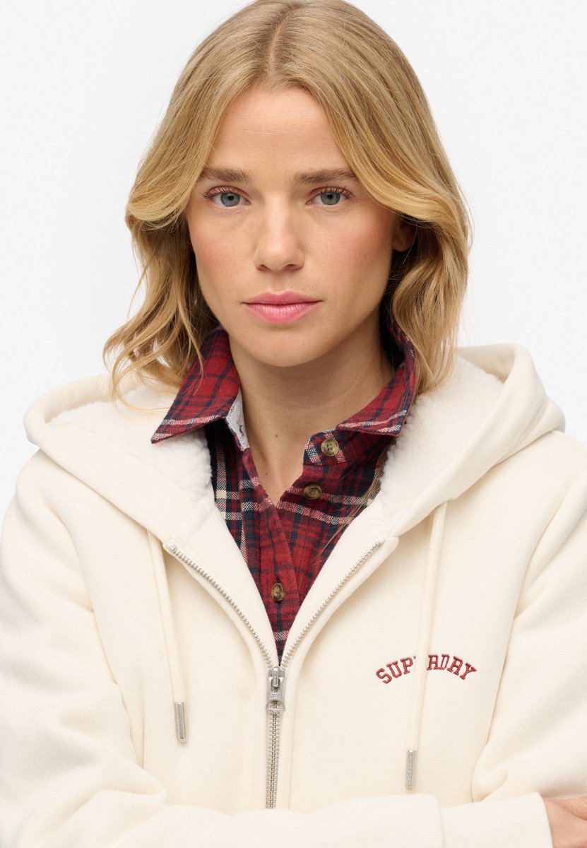 Superdry Hoodie met Borgvoering en Rits Dames Hoodies Wit