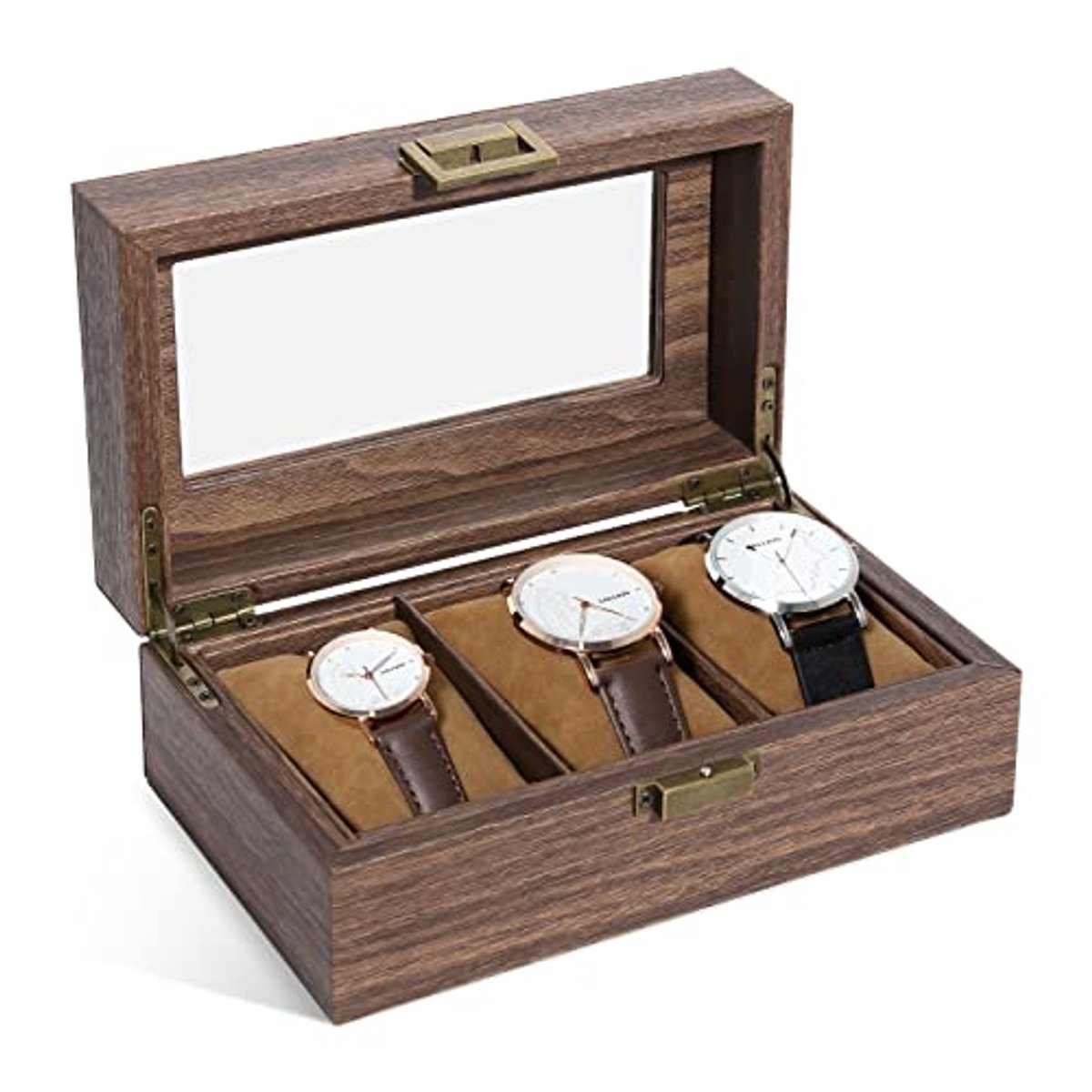 Houten Horlogekast voor 6 Horloges en Sieraden met Schuifladen