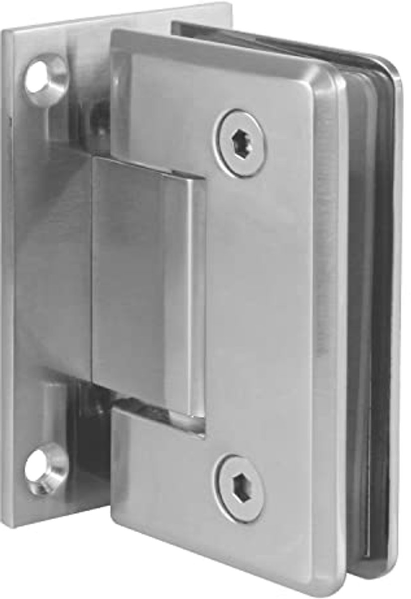 Muur scharnier van zamak - 88 x 54 mm - model A - mat nikkel - geschikt voor glazen douchecabines - 8-12 mm dik - maximaal draagvermogen per paar: 35 kg