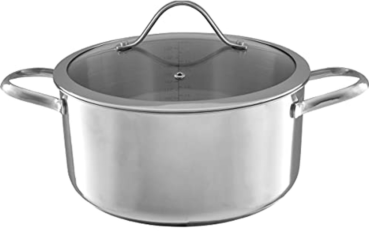 Roestvrijstalen 6-Quart Stock Pot met Deksel - Geschikt voor Alle Kookmethodes