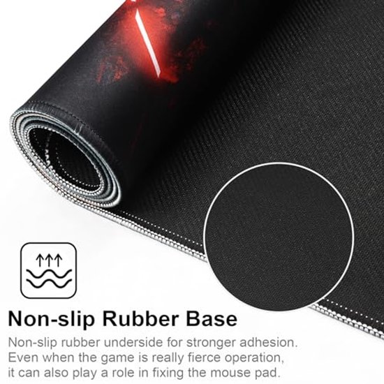 Grote gaming muismat met antislip rubberen basis en gestikte randen - 90x40 cm — afbeelding 2