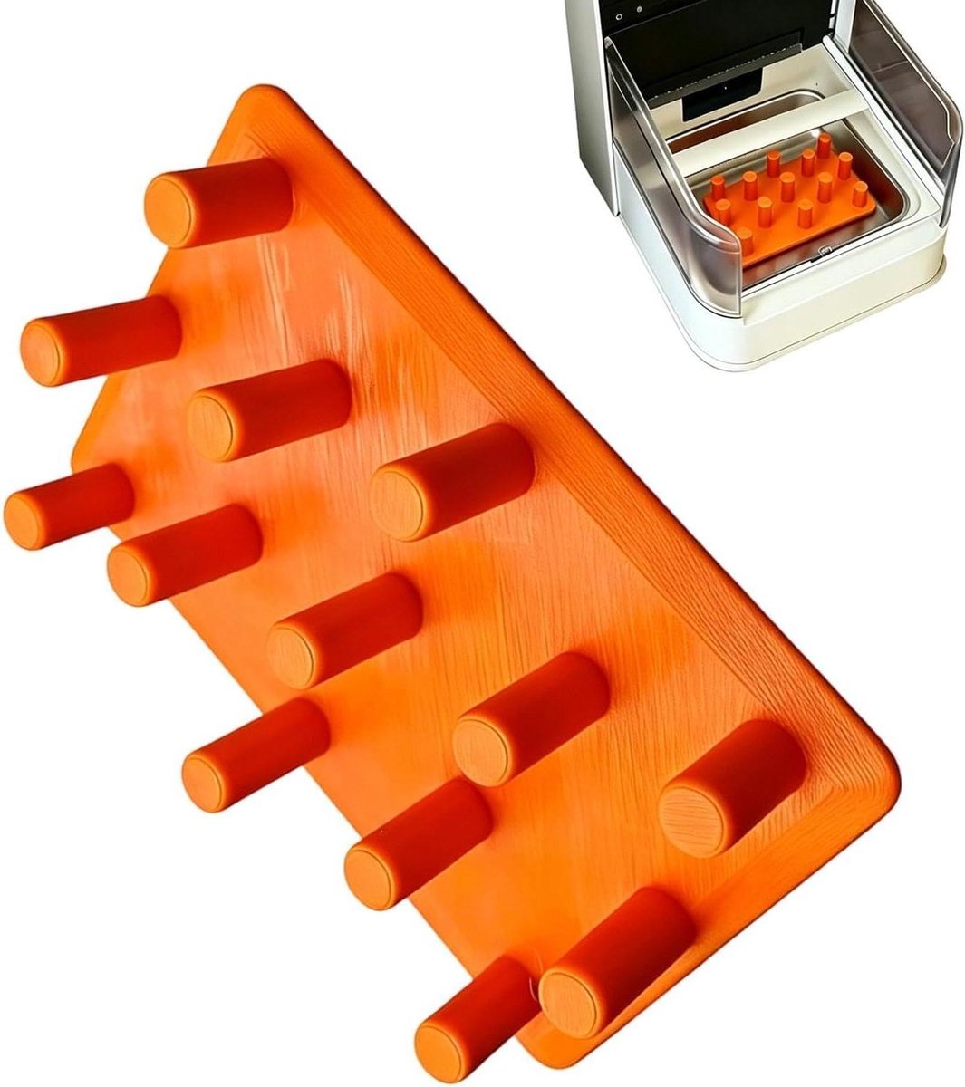 Slow Feeder Inzetstuk - Likpuzzel Tray - Langzaam Eten - Antislip Magneten - 14.5 x 11.5 cm - Oranje
