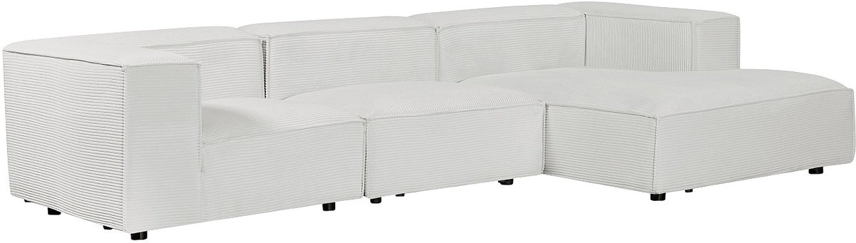 Vente-unique Modulaire hoekbank rechts in beige ribfluweel RUZOLO