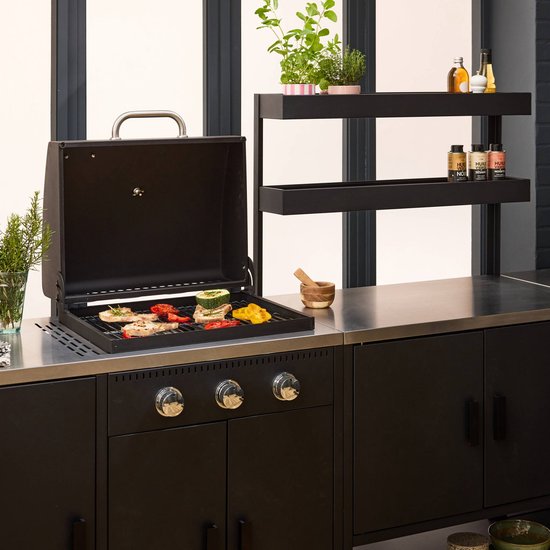 sweeek - Buitenkeuken 6 modules inclusief gasbarbecue staal - naxos van Sweeek — afbeelding 2