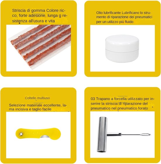 Bandenreparatieset - Lekke Band Hulpmiddel - Onderweg Repareren - Compleet Onderhoud - 21x15x5.2 cm - Zwart — afbeelding 5