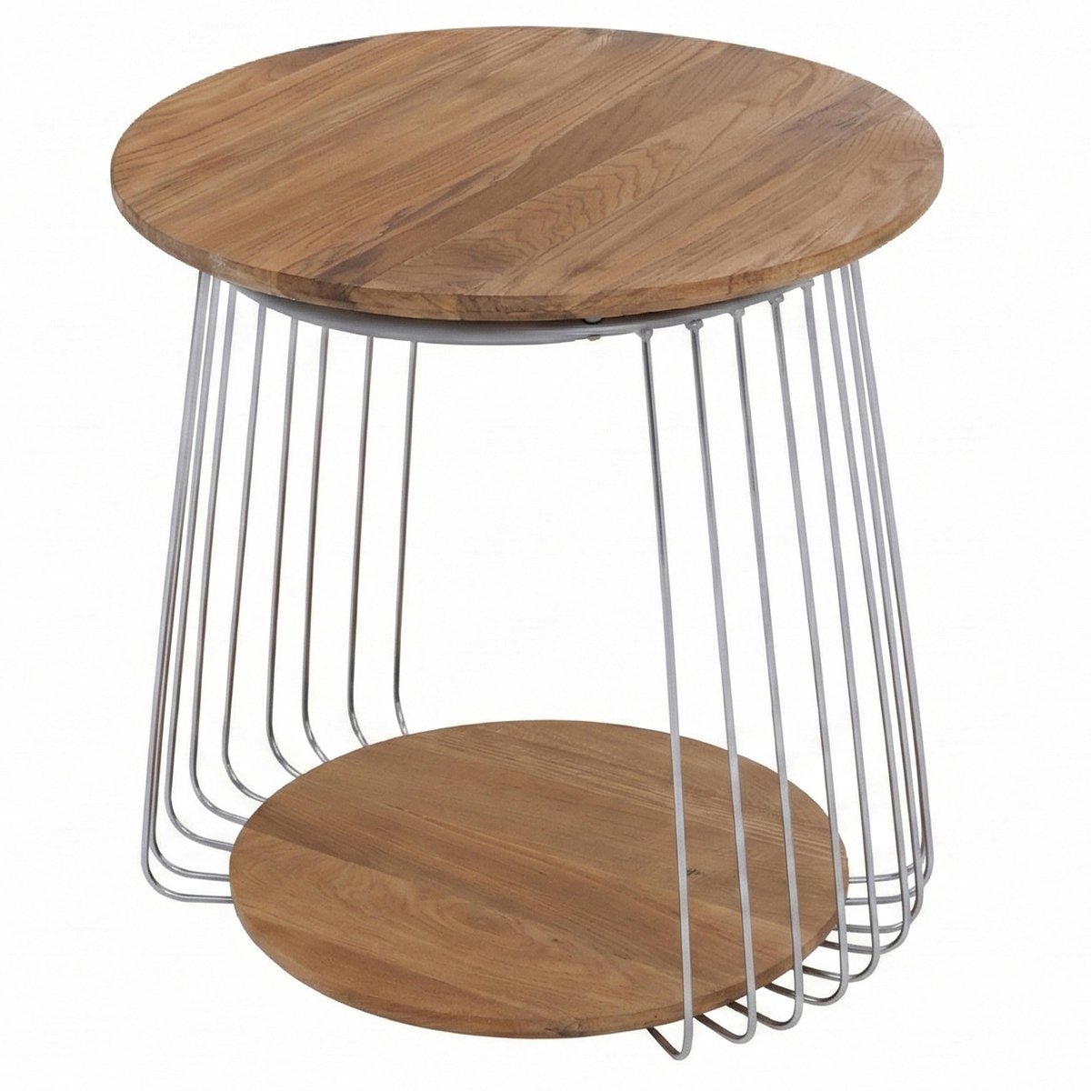 MCA salontafel MCW-P60, bijzettafel koffietafel loungetafel, metaal MDF rond Ø 50 cm ~ bruin