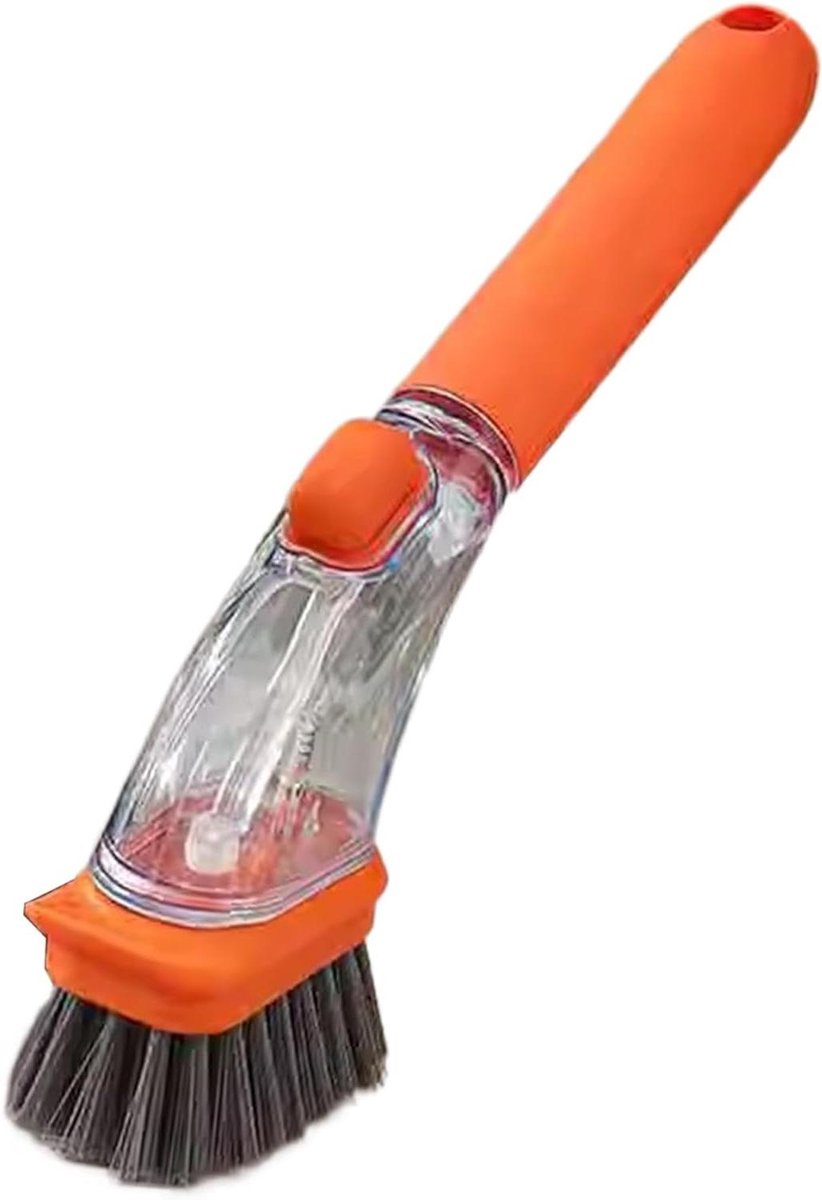 Zeepdispenser Borstel - Keukenborstel Vaatwasser - Schoonmaken Keukengerei - Ergonomisch Antislip Handvat - 247 cm Lengte - Oranje