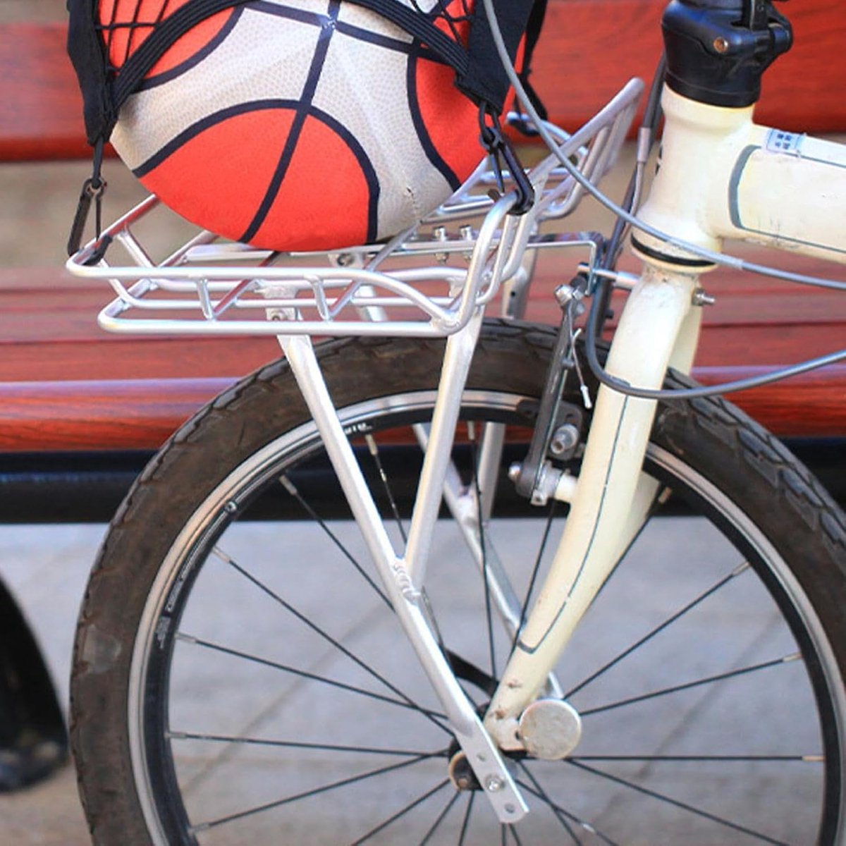 Fietsmand Staal - Fietscontainer Verwijderbaar - Boodschappen Vervoeren - Gereedschapsloze Montage - 45 cm - Zilver