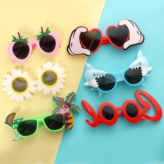 Leuke Zonnebrillen voor Feesten, 9 Paar Hawaii Stijl, Zomerpatroon, Ideaal voor Kinderen en Volwassenen, Perfect voor Strand en Themafeesten — afbeelding 5