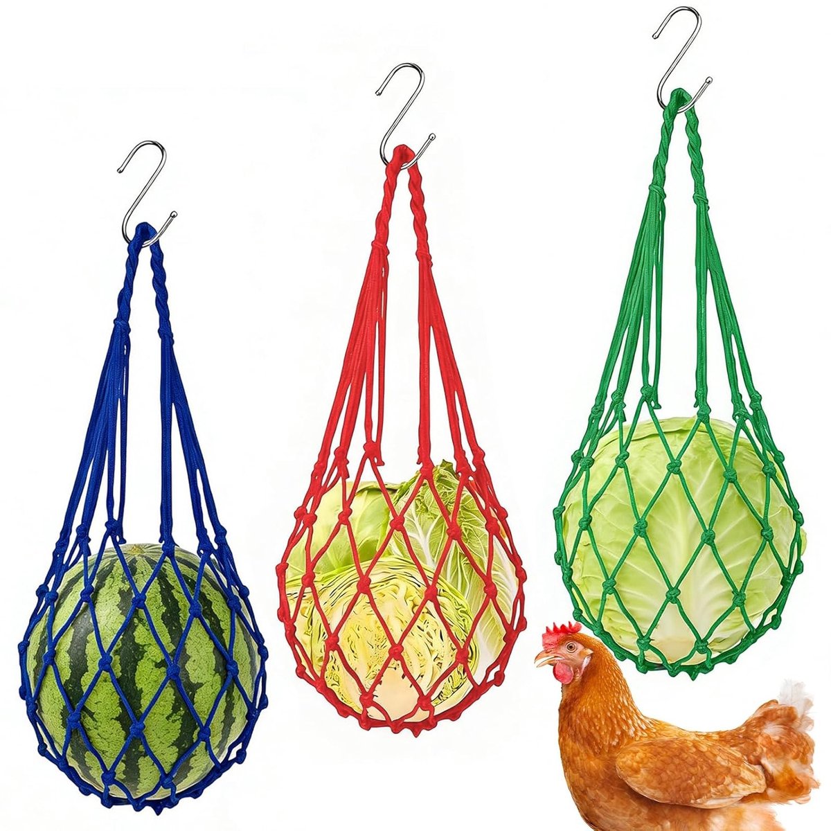 3 Voederstations voor Kippen en Gevogelte, Duurzame Voederdispenser voor Vogels, Voeraccessoires voor Boerderij en Legkippen, Ideaal voor Buitengebruik