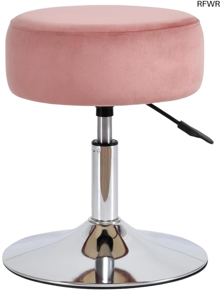 Draaibare Kruk - Fluwelen Stoel - Make-up Zitten - In Hoogte Verstelbaar - 38x38x53 cm - Roze