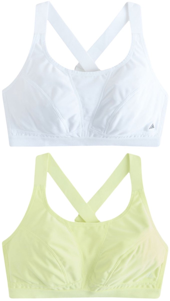Next Dames - Set van 2 Active Sports High Impact Dry Tech cropped tops - Geel White/Lemon