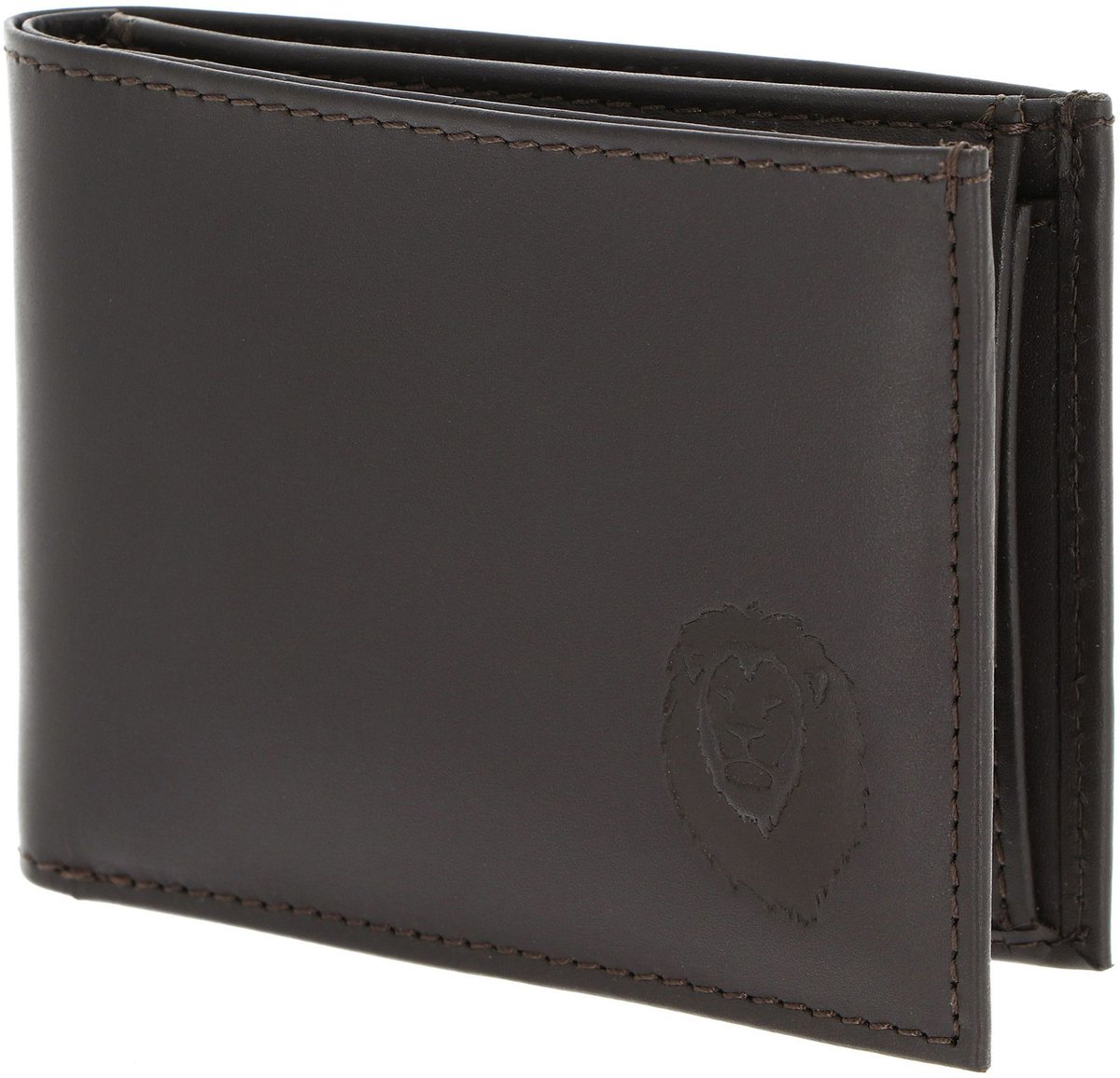 oxmox Leren portemonnee Leather RFID Protect Pocketbörse Freedom Lion Embossed Brown donkerbruin