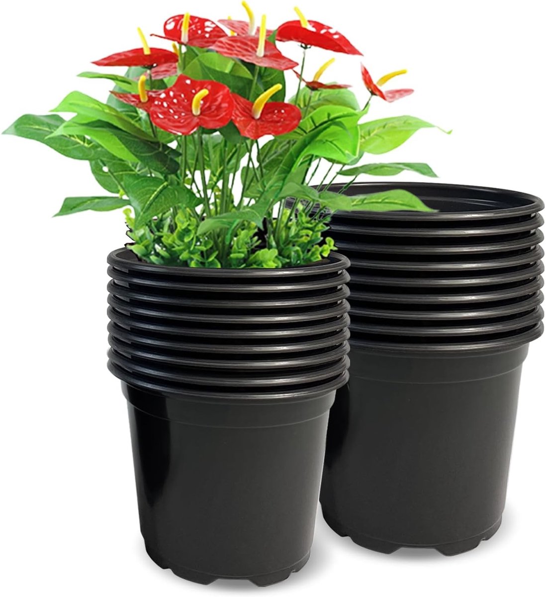 Flexibele Plastic Kwekerij Potten met Afvoergaten voor Buitenplanten - 20 Stuks van 1 Gallon, Ideaal voor Tuinieren en Plantenverzorging