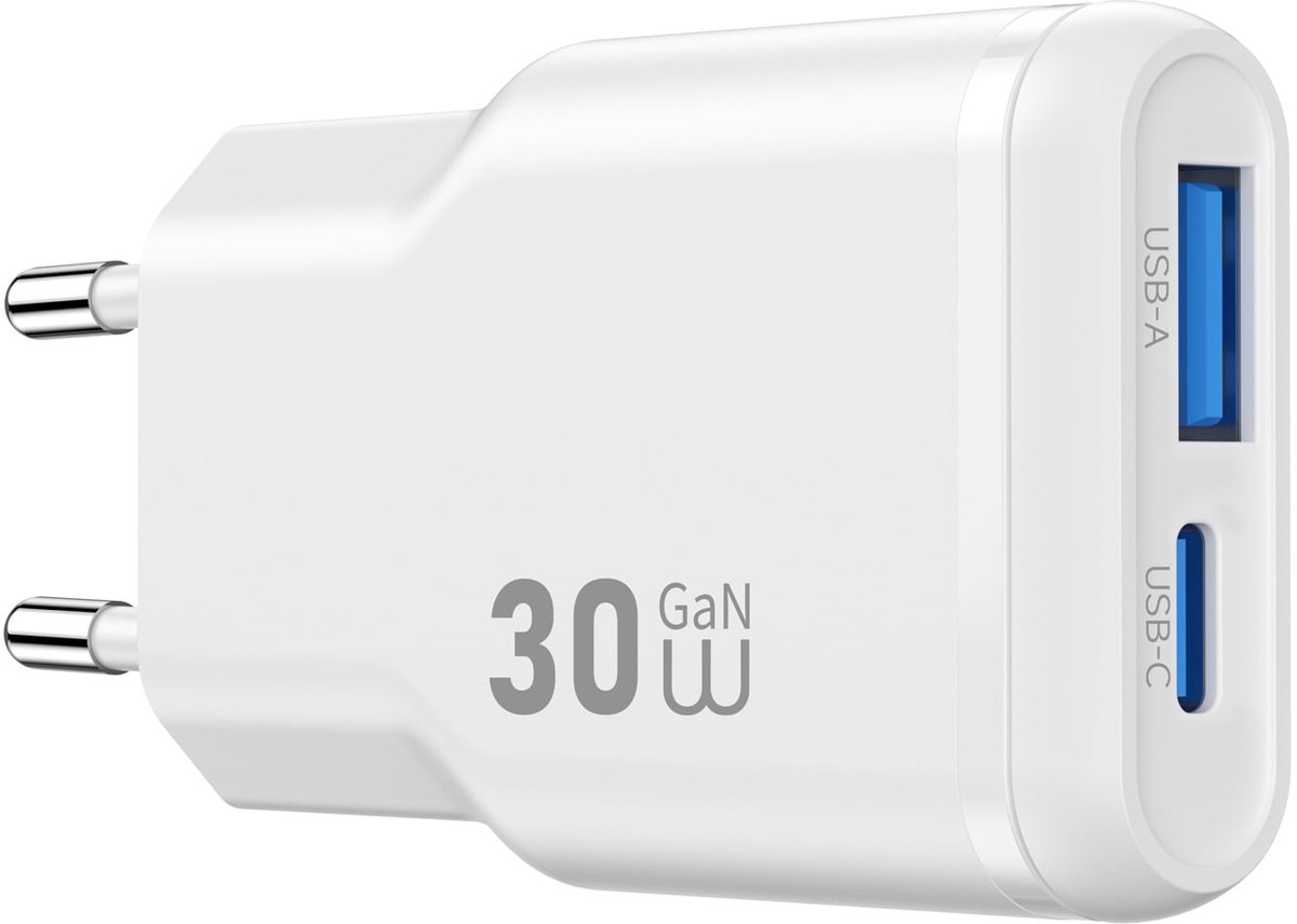 WiWU Oplader Essen Slim 30W USB-C - Ultra-Compacte Snellader met GaN Technologie - Wit