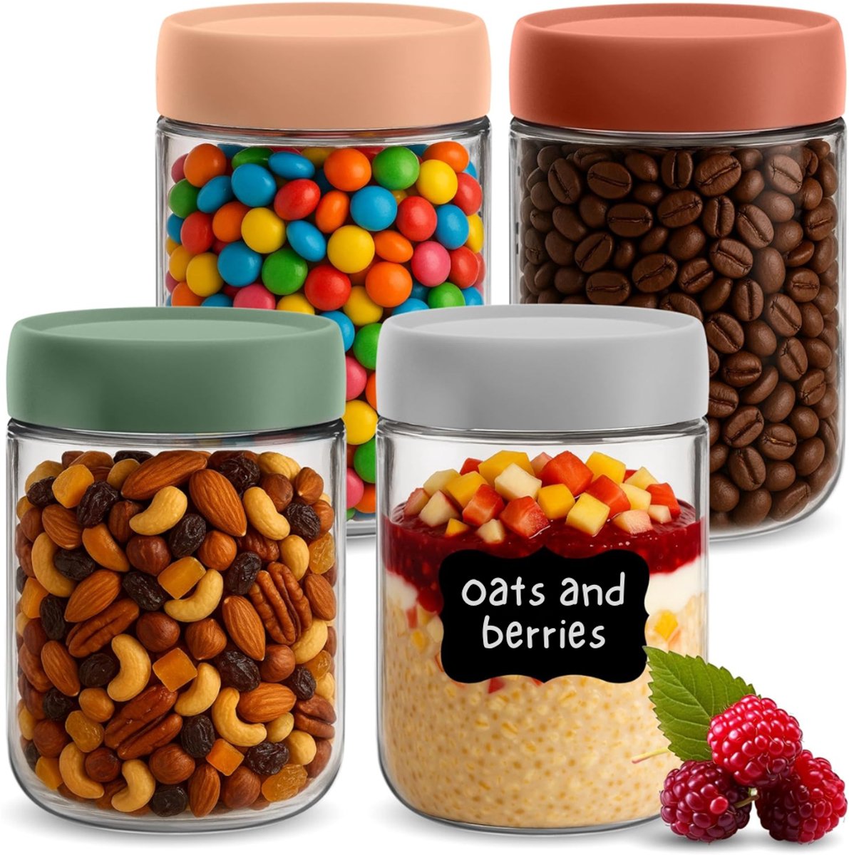 MKSS® Overnight Oats Potjes - Mason Jar - Meusli Beker met Deksel