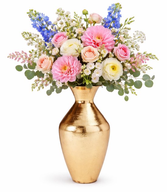 H&S Collection Vaas Dubai - goud - H37 x D25 cm - metaal - bloemenvaas