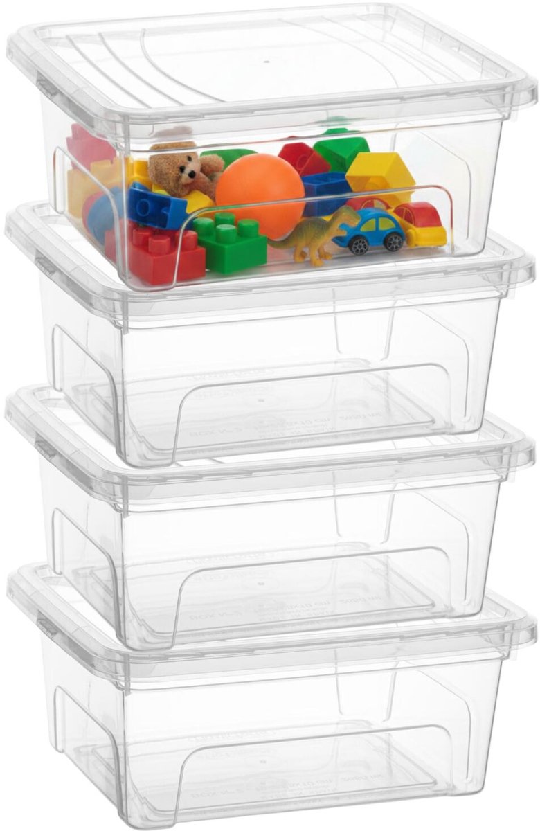 PLASTICFORTE Opslagbox Easy met deksel - 4x - 2.6 Liter - 23 x 19 x 10 cm - transparant - kunststof
