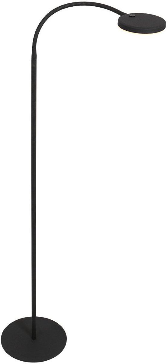 Vloerlamp Platu 3351ZW – Zwart met instelbaar licht, verstelbare hoogte 115-132 cm, metaal en kunststof, Mexlite Design