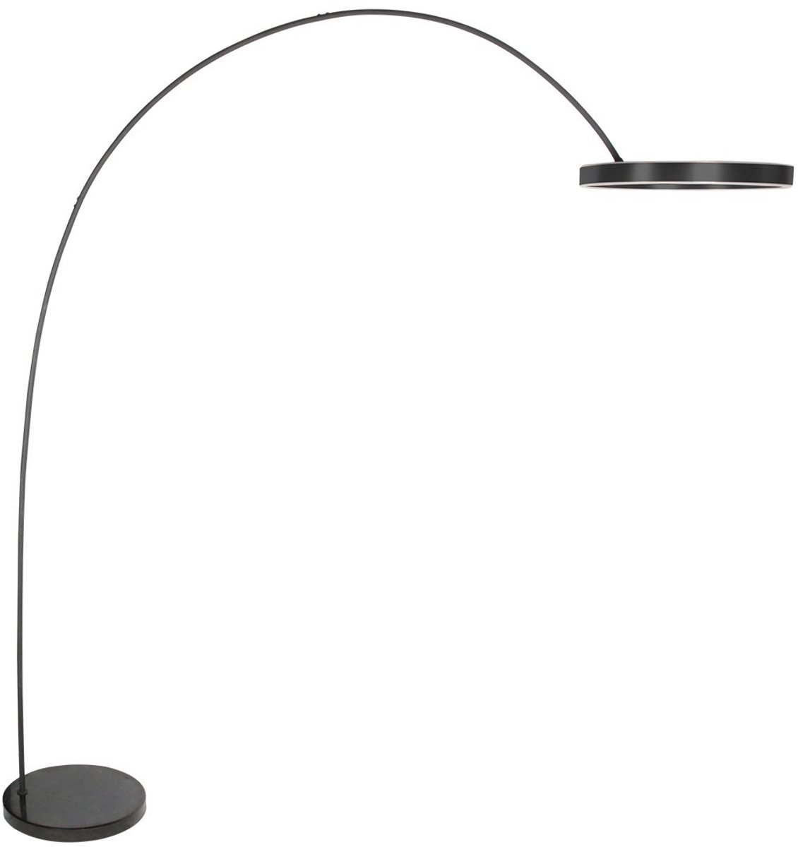 LunaArc Vloerlamp 4324ZW, trendy zwart, marmerlook voet 40 cm, 210 cm hoog, 180 cm diep, rotatable, tiltable, en afstandsbediening - Mexlite
