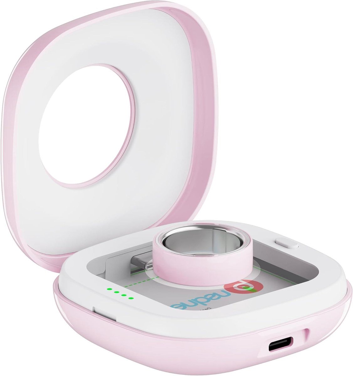 Draagbare Oplaadcase - Ring Lader - Onderweg Opladen - Tot 10 Ladingen - 2000mAh Batterij - Roze
