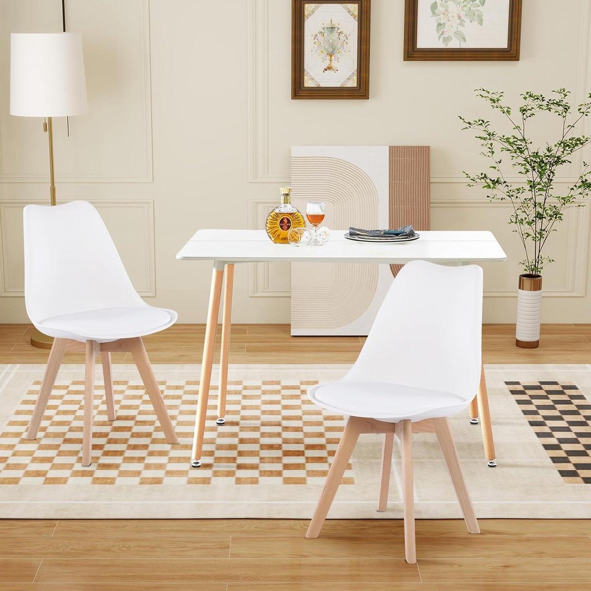 H.J WeDoo Eetkamergroep met eettafel en 2 eetstoelen, rechthoekige eettafel, 110 cm, met 2