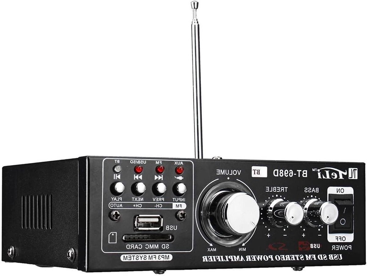 Audio Versterker - Digitale Hifi - Muziek Afspelen - Draadloze Bluetooth - 400W Vermogen - Zwart