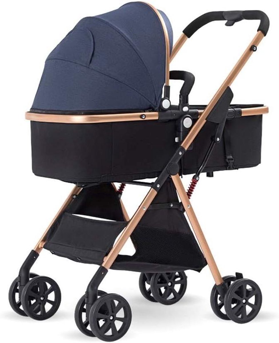 Kinderwagen Opvouwbaar - Reisbuggy Compact - Baby Vervoeren - Verstelbaar Stuur - 36x80x108cm - Blauw