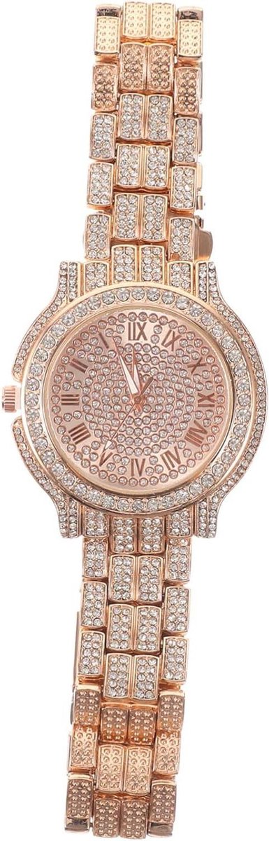 Dames Polshorloge - Chique Horloge - Dagelijks Gebruik - Strass Versiering - 10.5 cm - Roségoud