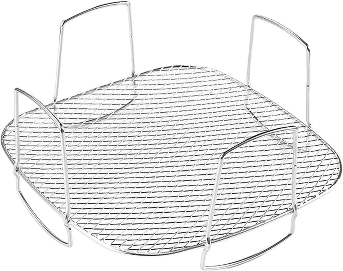 Grillrek Airfryer - Extra Laag - Meer Koken - Roestvrij Staal - 20 cm - Zilver