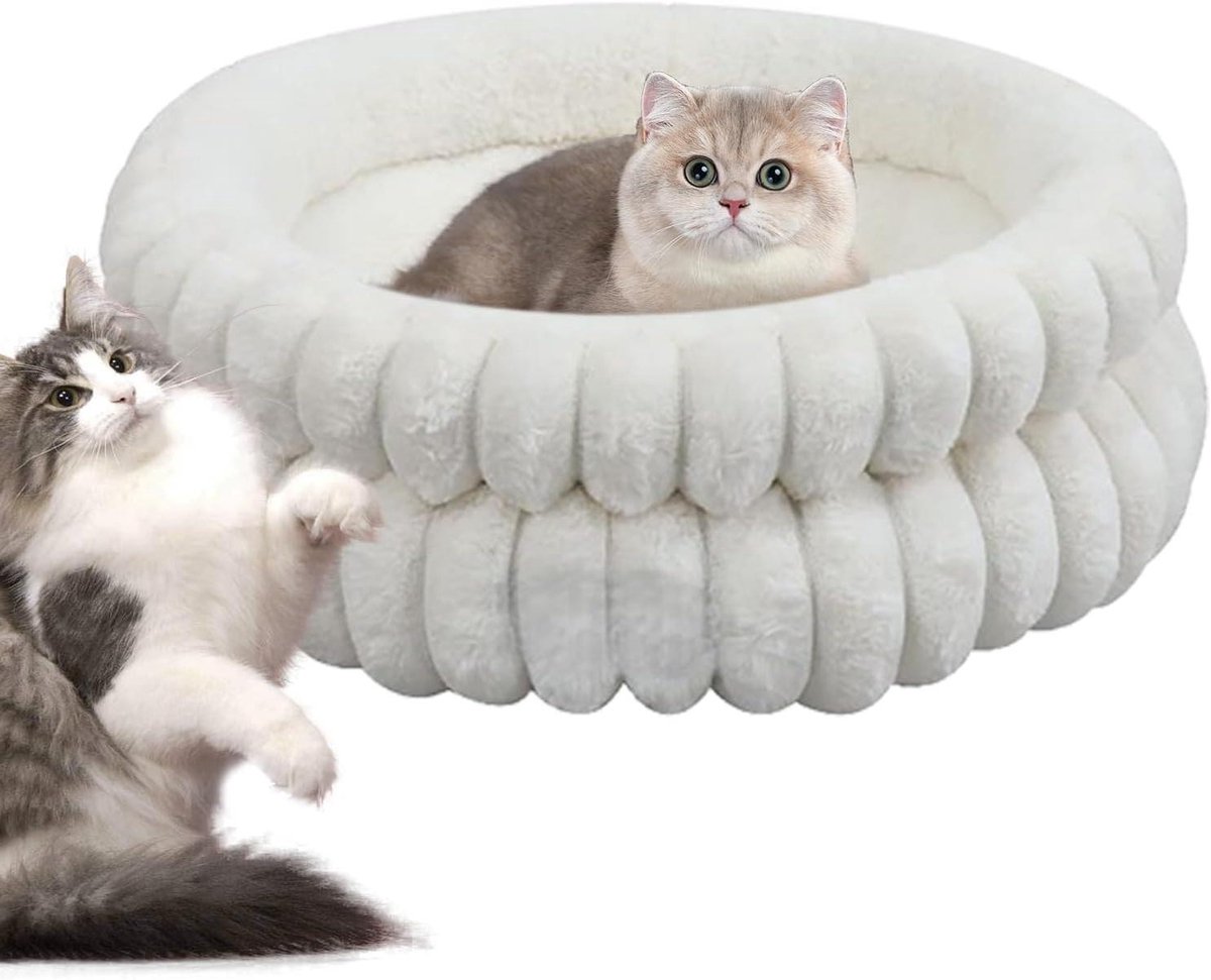 Huisdierbed - Donut mand - Rustig slapen - Kalmerend ontwerp - 50 cm - Wit