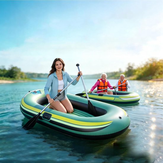 Opblaasbaar bootvlot - Verdikte antislip opblazende waterscooter, lekvrije PVC-stijl drijvende boot voor volwassenen kinderen, zwembad meer rivier watersport, outdoor zomer zwemmen vrije tijd — afbeelding 2
