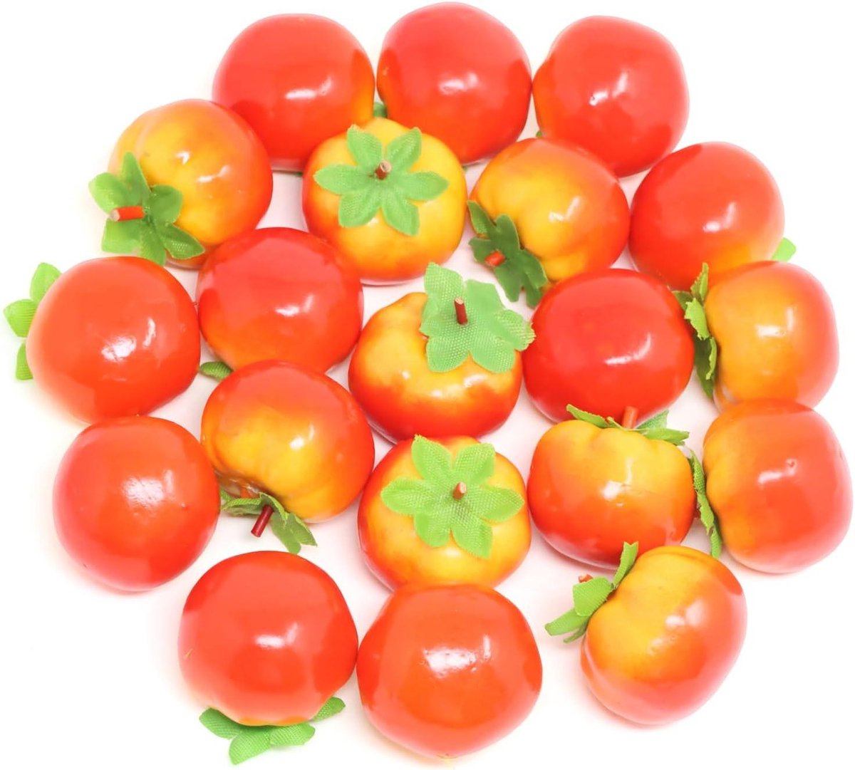 20PCS Lifelike Simulation Tomatoes Mini Artificial Tomato Decorations Realistic Fake Fruit Vegetable Food Models Ornaments For Home Party Tabletop Decorations Sample Display Photography