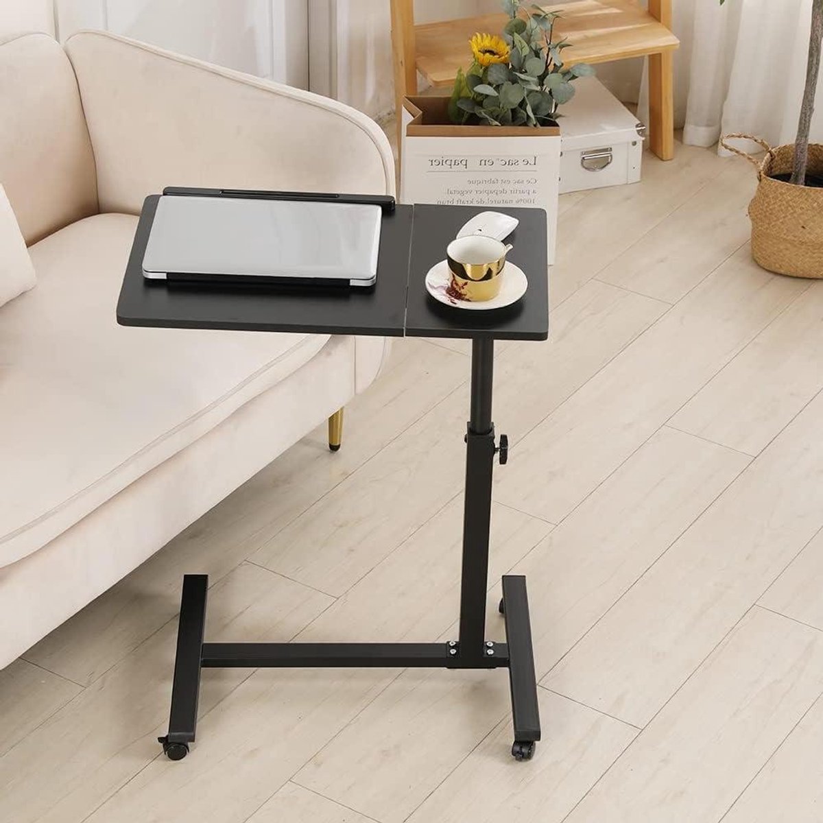 Laptop Tafel - Bureau Verstelbaar - Flexibel Werken - 360° Draaibaar - 60-90 cm Hoog - Zwart