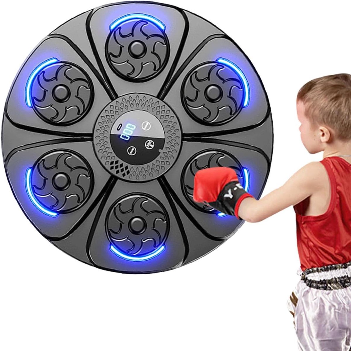 Muziek Stootmachine - Fitness Apparaat - Interactieve Training - LED Muziek Synchronisatie - 40 x 40 x 6 cm - Zwart