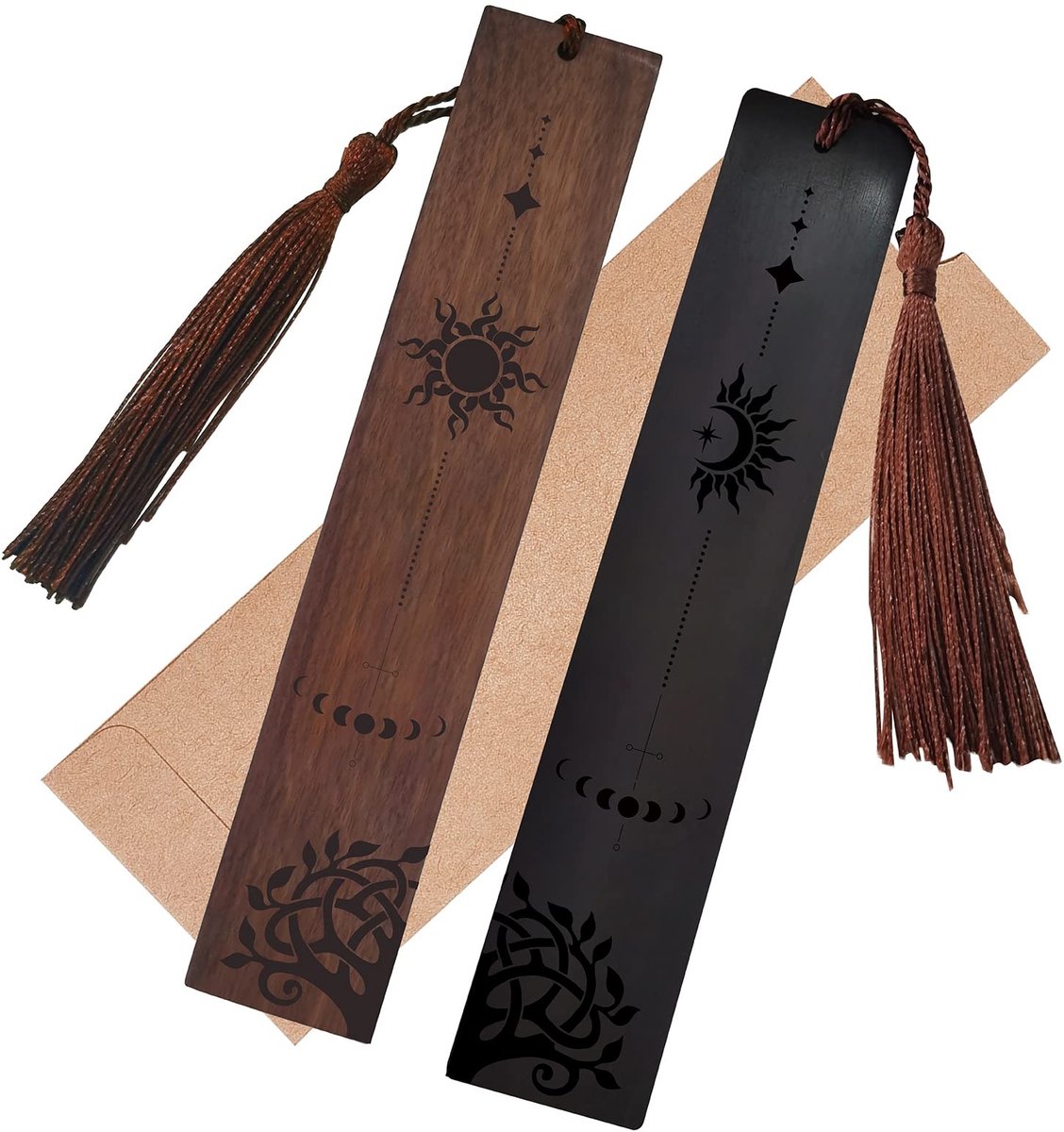 Dailygoods - Houten Bladwijzer met Zon en Maan Thema