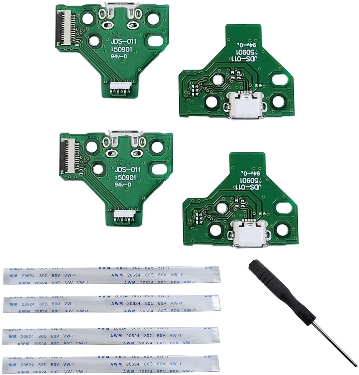 Dailygoods - Set van 4 Interface Boards en 12 Pin Lint Kabel voor PS4 Controllers