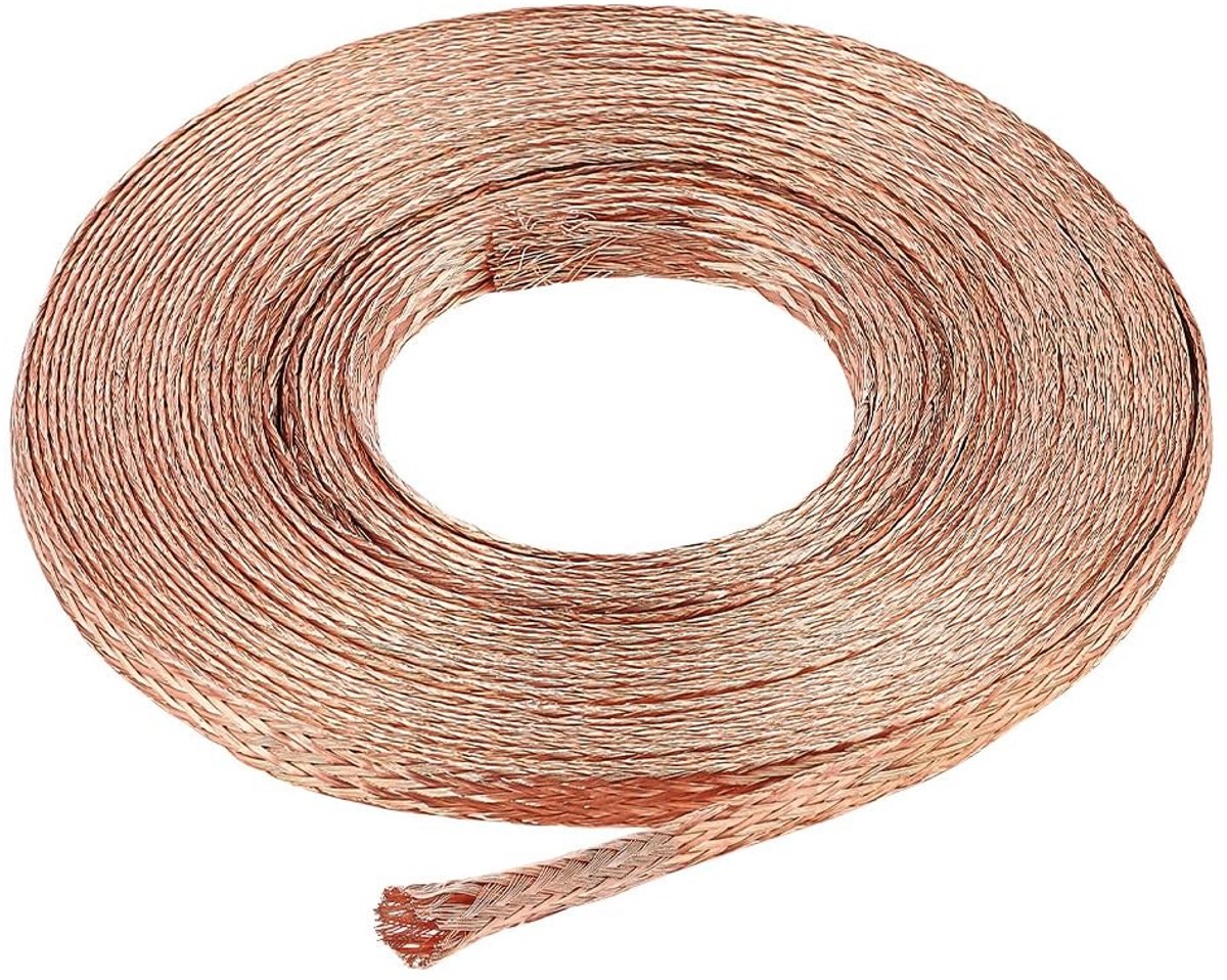 Dailygoods - 8 m Kopervlechtdraad voor Aarding en Ruisonderdrukking