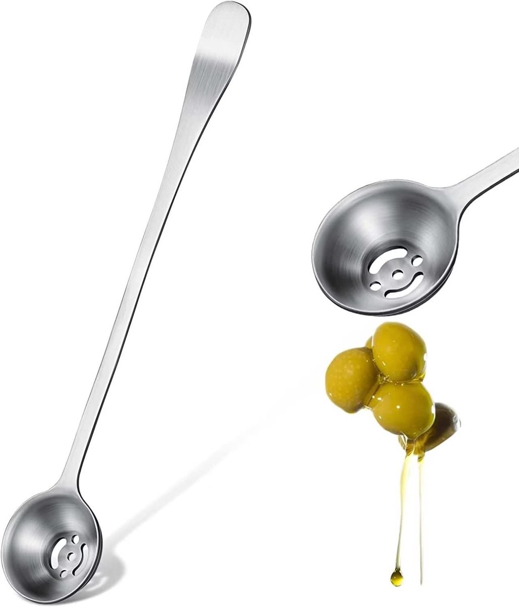 Dailygoods - Olijflepel van Roestvrij Staal met Afvoergat voor Koken