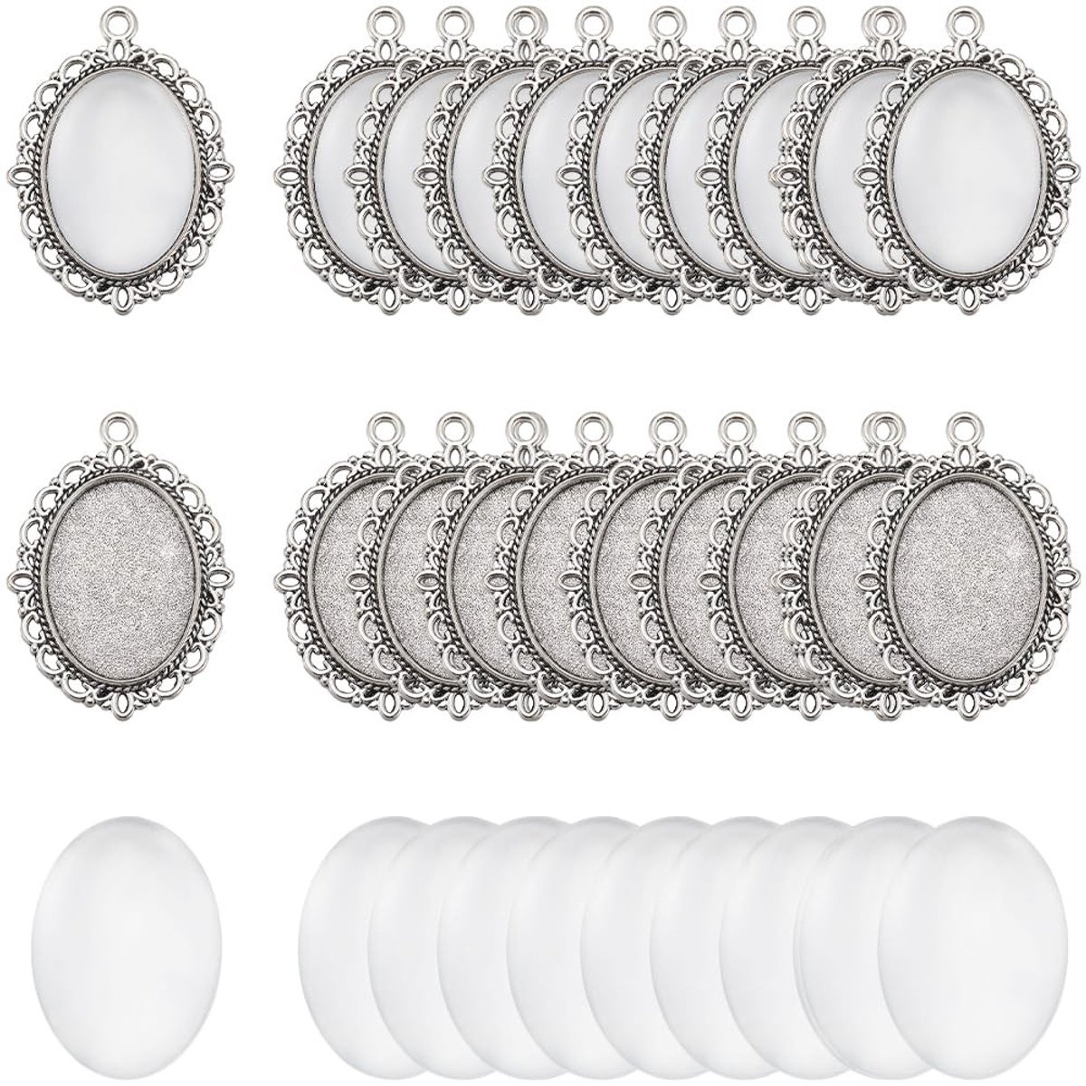Dailygoods - Set van 60 Antiek Zilveren Bezel Blanks voor Sieraden Maken