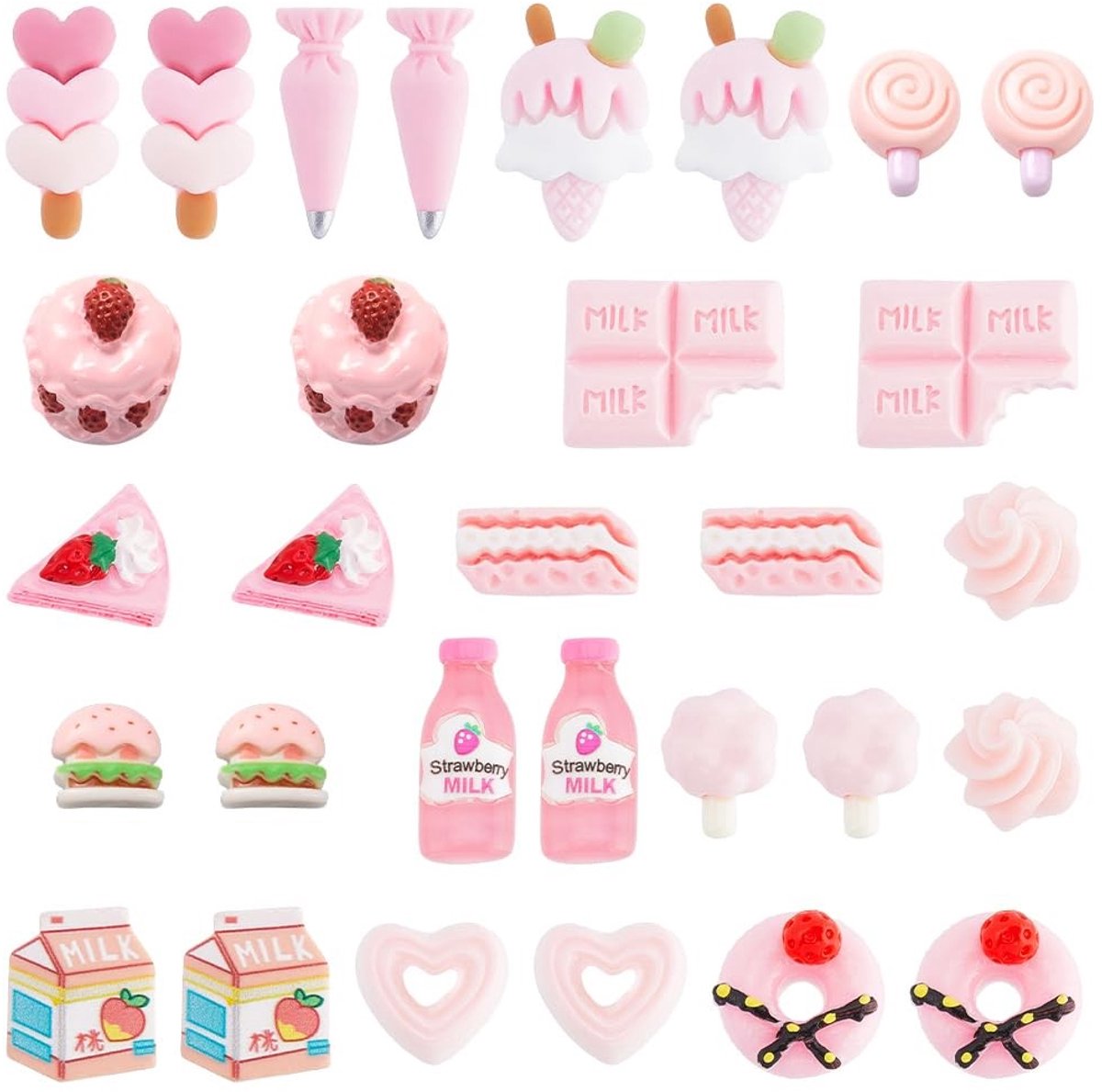 Dailygoods - 60 Stuks Roze Voedsel Hars Cabochons voor DIY Ambachten