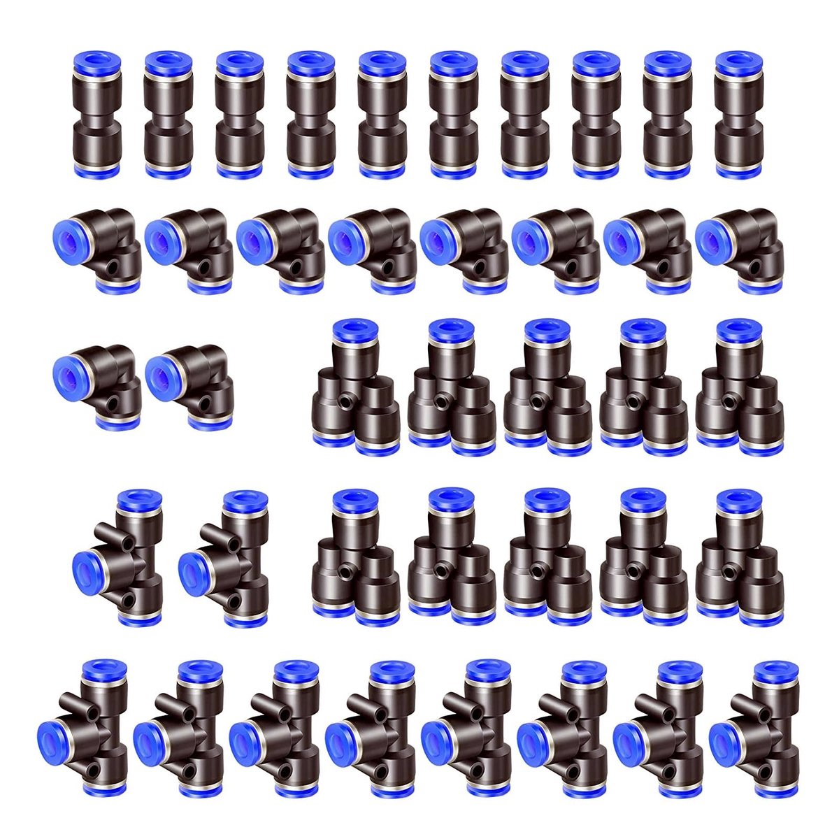 Dailygoods - Air Push Snelbevestigingen - Pneumatische Connectoren - Eenvoudige Installatie - 8 mm - Goede Afdichting - 40 Stuks - Veelzijdig Gebruik