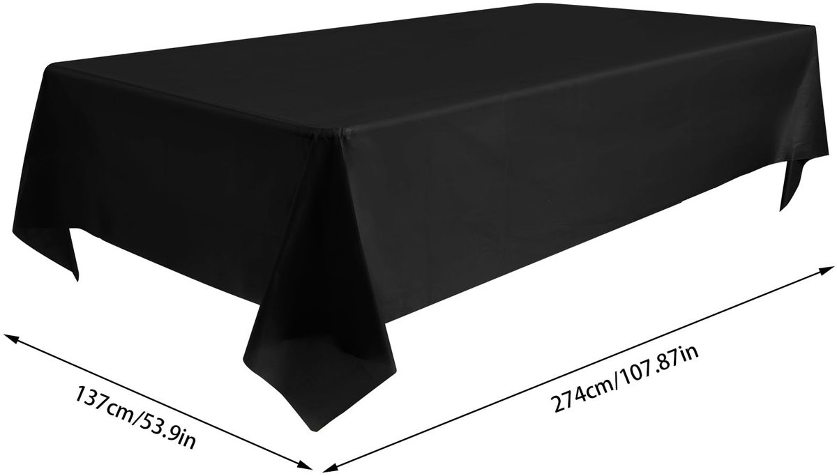 Dailygoods - Lichtgewicht Plastic Tafelkleed voor Feesten en Evenementen (Zwart)
