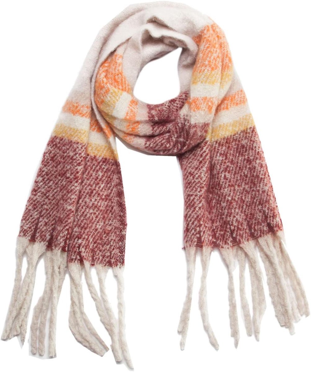 Lange Sjaal - Winter Sjaal - Warm Blijven - Zachte Polyester - 190x50cm - Gestreept