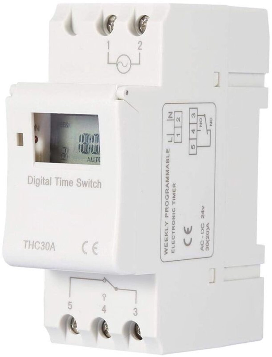 Op rails gemonteerde, elektronische, THC 15A, 220V, digitale timer, neon programmeerbare timer
