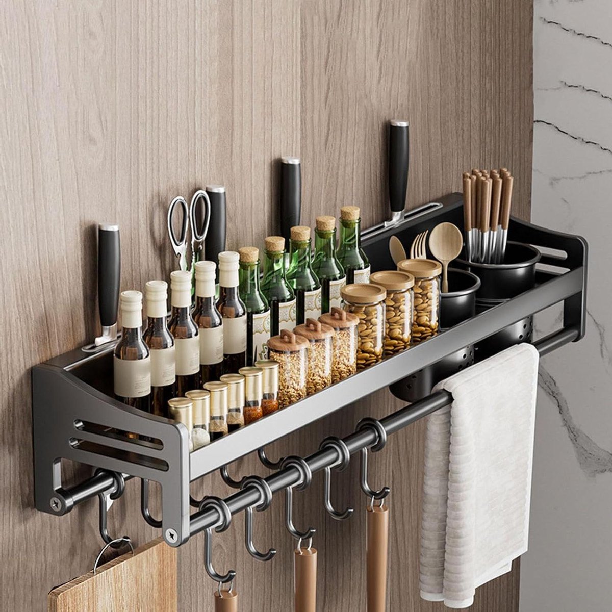 Kruidenrek - Keuken Organizer - Keuken Opbergen - All-in-One Ontwerp - 60 cm - Grijs