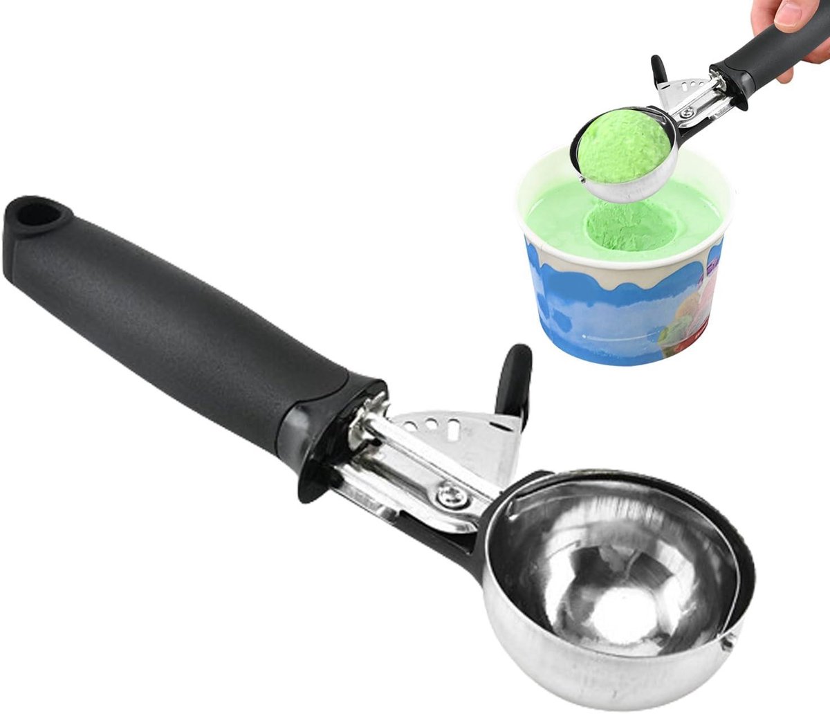 IJsschep - Scoop Spade - Desserts Maken - Antivries Handvat - 22.3 cm - Zwart