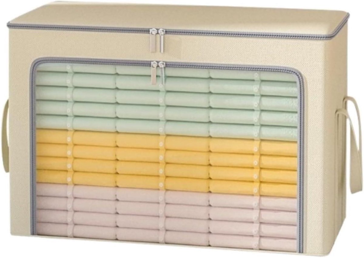 Opbergtas Kleding - Opbergzak Onder Bed - Ruimte Besparen - Met Ritsen - 50x30x40cm - Beige